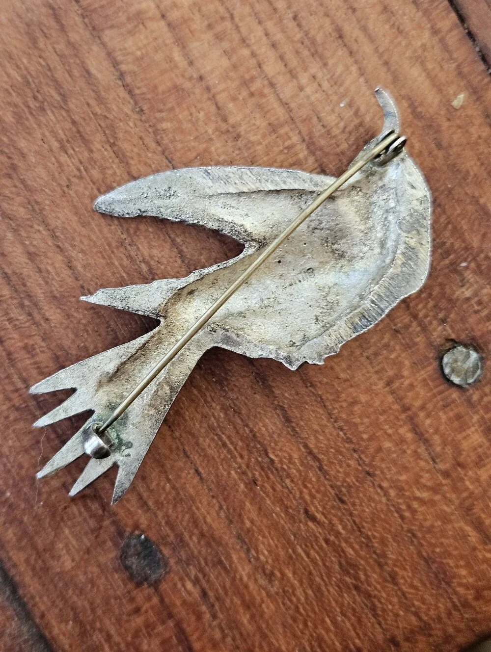 Antique Edwardian Sterling Silver Bird Brooch Pin C Clasp 2